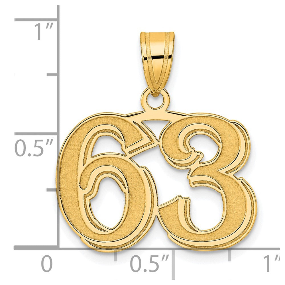 14k Yellow Gold Polished Etched Number 63 Pendant