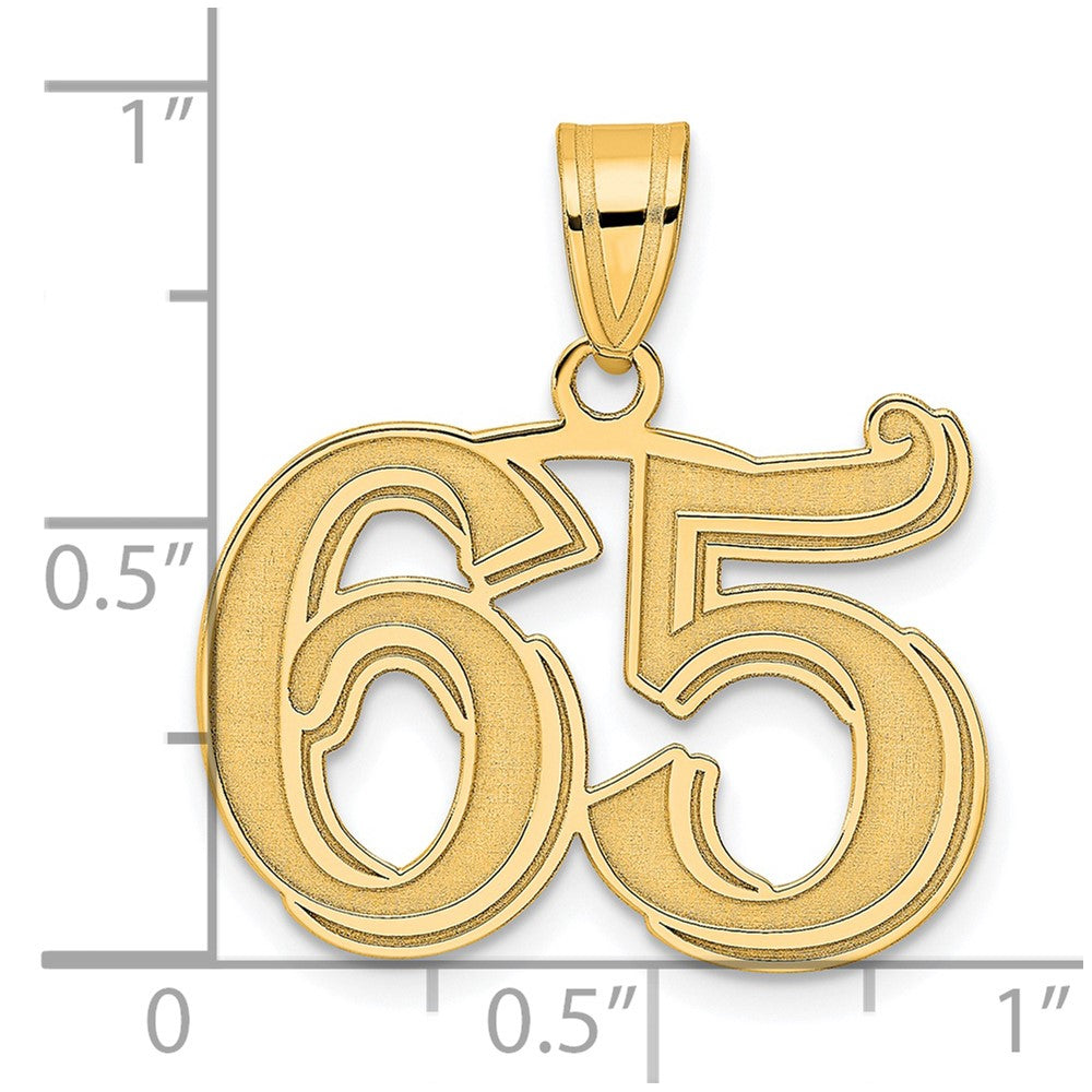14k Yellow Gold Polished Etched Number 65 Pendant