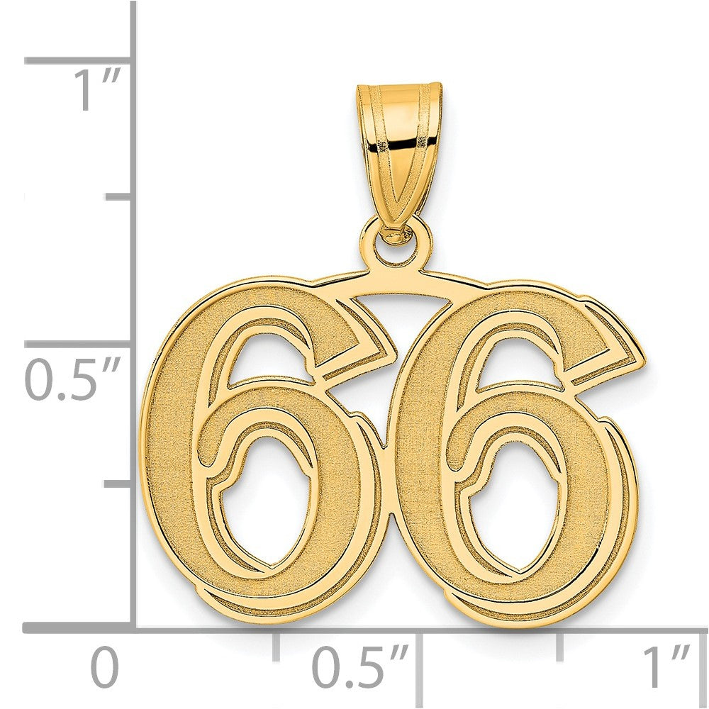 14k Yellow Gold Polished Etched Number 66 Pendant