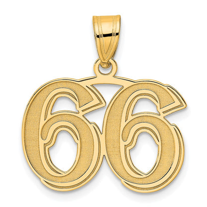14k Yellow Gold Polished Etched Number 66 Pendant
