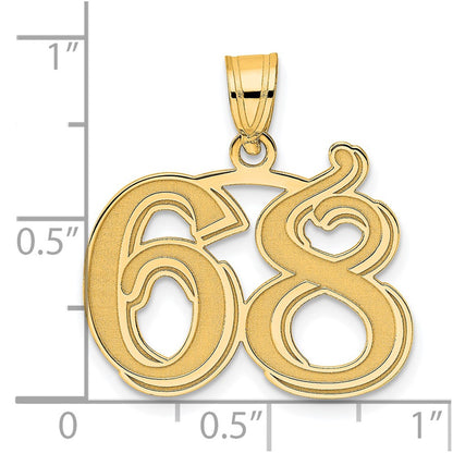 14k Yellow Gold Polished Etched Number 68 Pendant