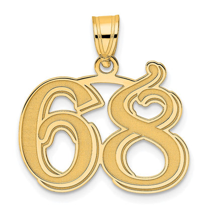 14k Yellow Gold Polished Etched Number 68 Pendant