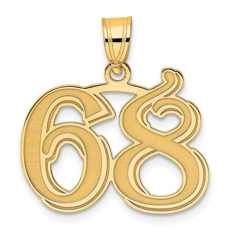 14k Yellow Gold Polished Etched Number 68 Pendant