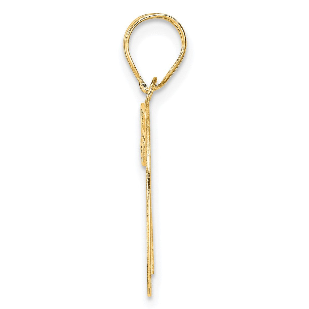 14k Yellow Gold Polished Etched Number 70 Pendant