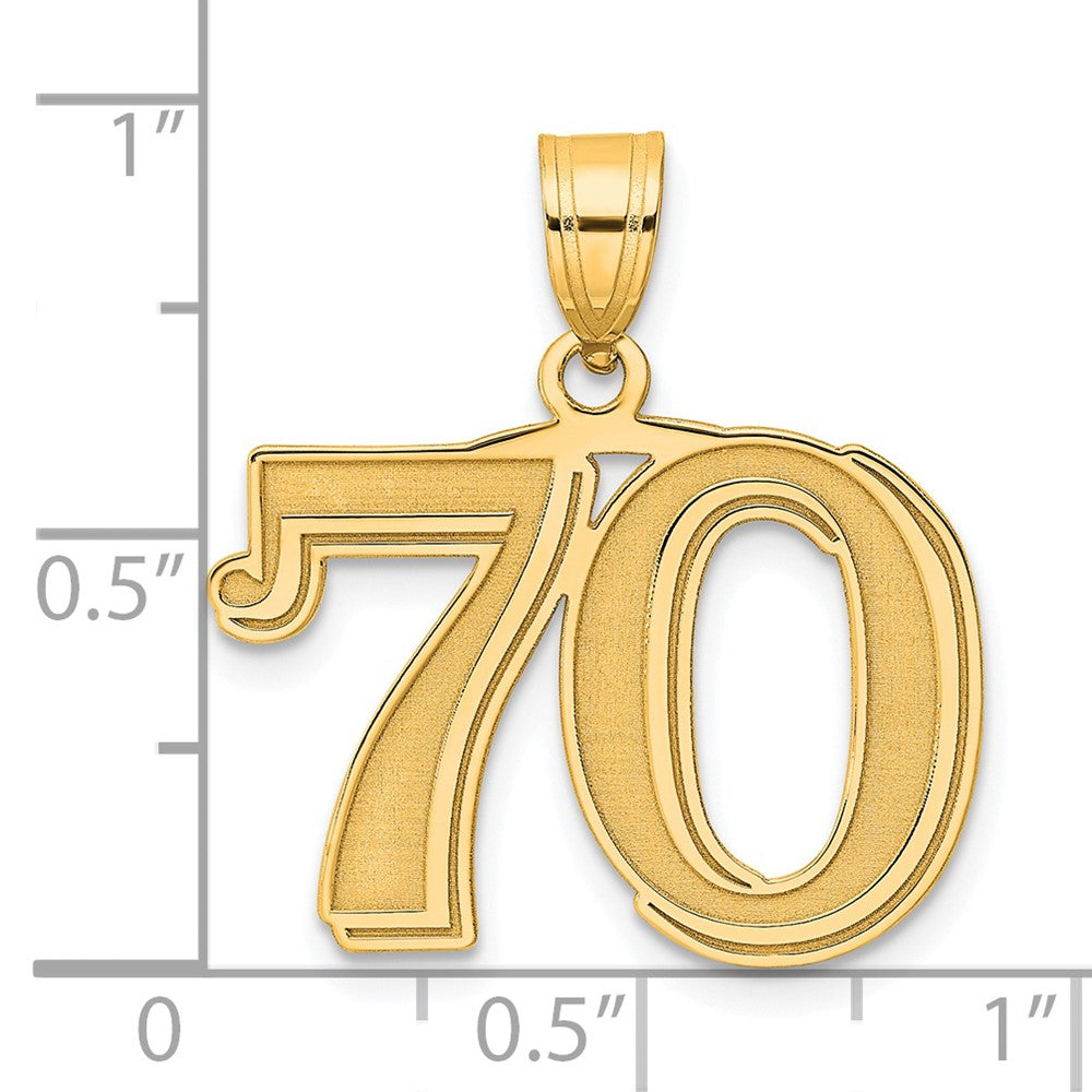 14k Yellow Gold Polished Etched Number 70 Pendant