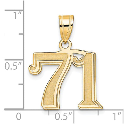 14k Yellow Gold Polished Etched Number 71 Pendant