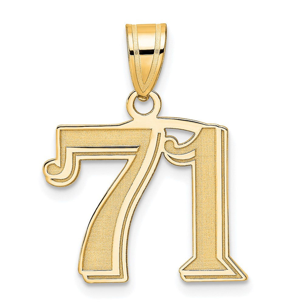 14k Yellow Gold Polished Etched Number 71 Pendant