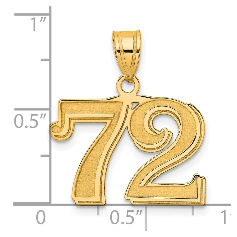 14k Yellow Gold Polished Etched Number 72 Pendant