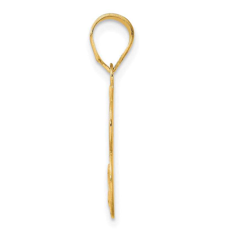 14k Yellow Gold Polished Etched Number 73 Pendant