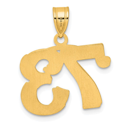 14k Yellow Gold Polished Etched Number 73 Pendant