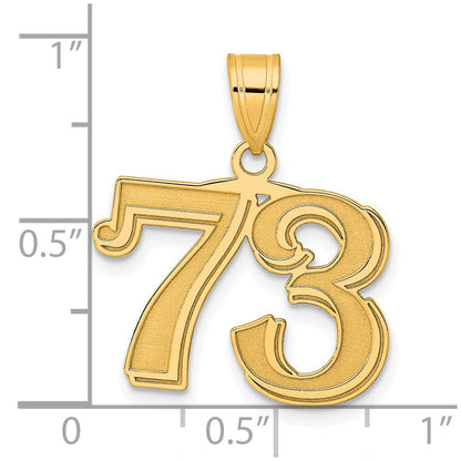 14k Yellow Gold Polished Etched Number 73 Pendant