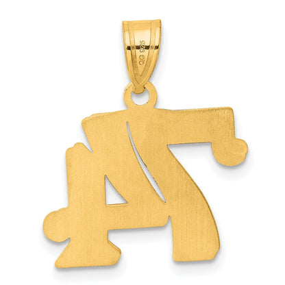 14k Yellow Gold Polished Etched Number 74 Pendant