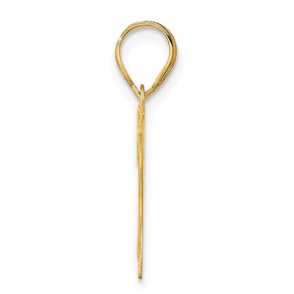14k Yellow Gold Polished Etched Number 77 Pendant
