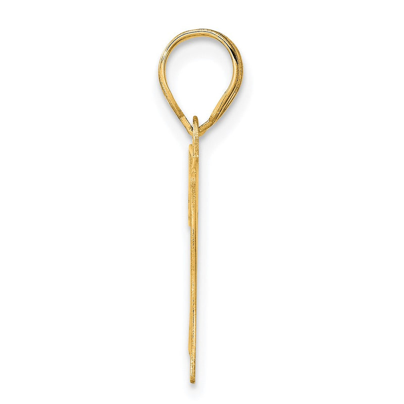 14k Yellow Gold Polished Etched Number 77 Pendant