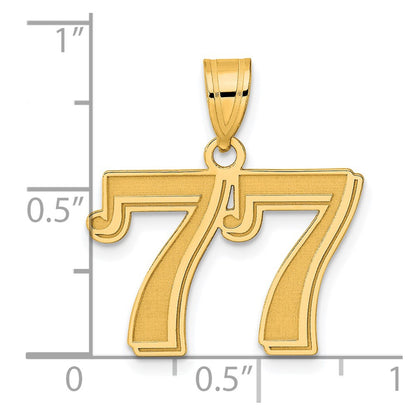 14k Yellow Gold Polished Etched Number 77 Pendant