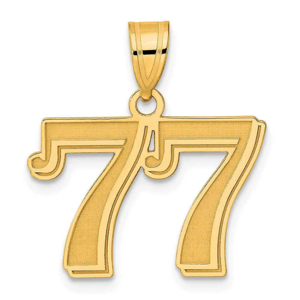 14k Yellow Gold Polished Etched Number 77 Pendant