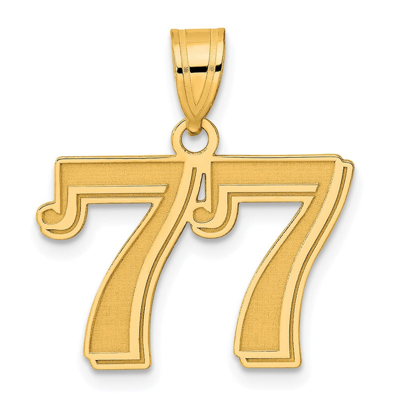 14k Yellow Gold Polished Etched Number 77 Pendant