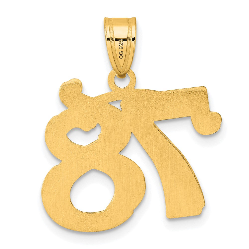 14k Yellow Gold Polished Etched Number 78 Pendant