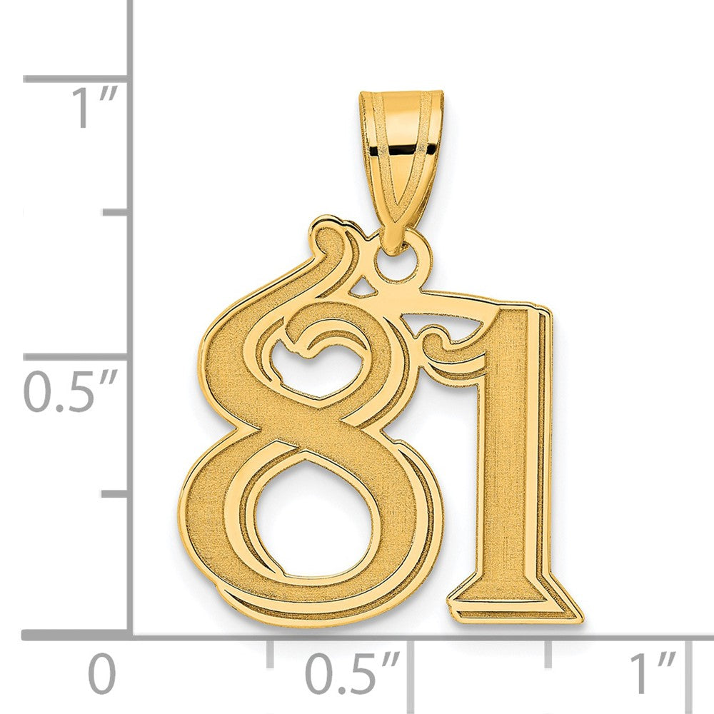 14k Yellow Gold Polished Etched Number 81 Pendant