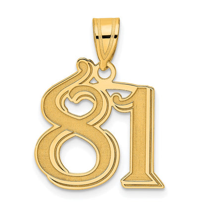 14k Yellow Gold Polished Etched Number 81 Pendant