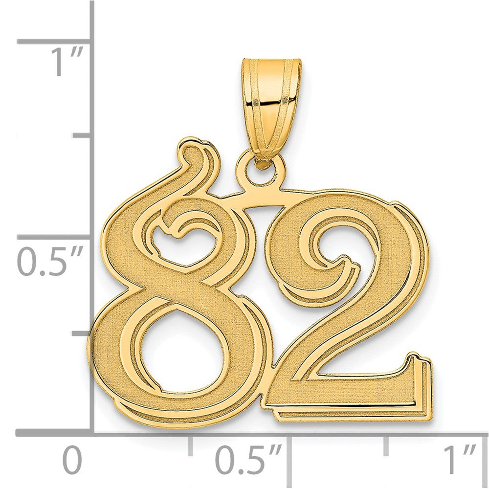 14k Yellow Gold Polished Etched Number 82 Pendant