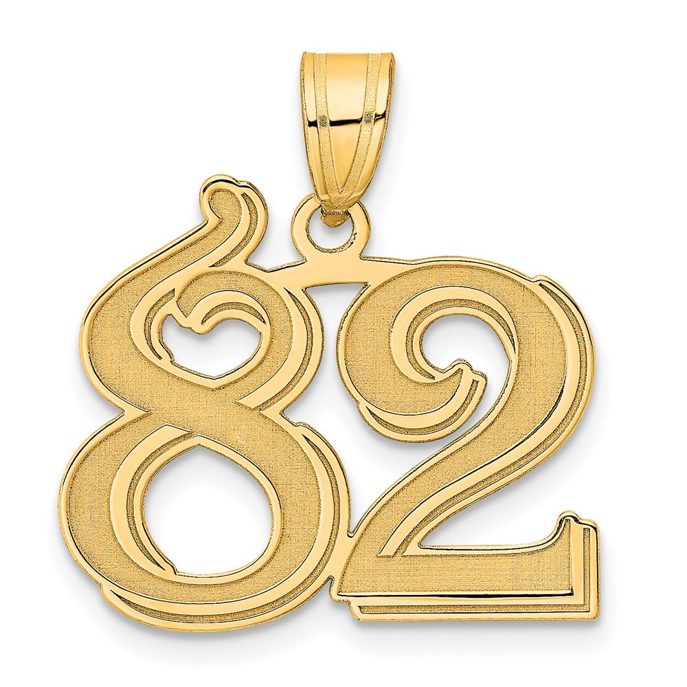 14k Yellow Gold Polished Etched Number 82 Pendant