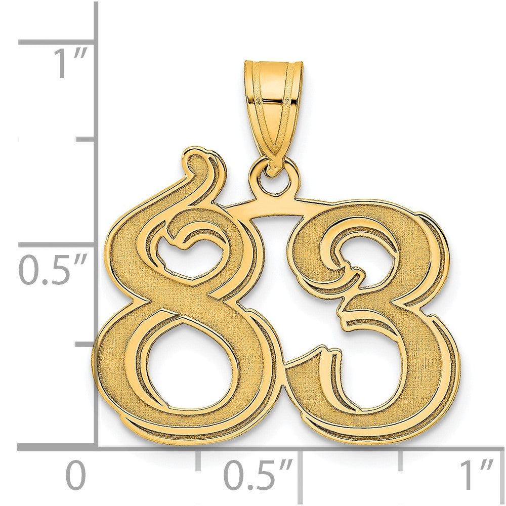 14k Yellow Gold Polished Etched Number 83 Pendant