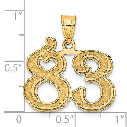 14k Yellow Gold Polished Etched Number 83 Pendant
