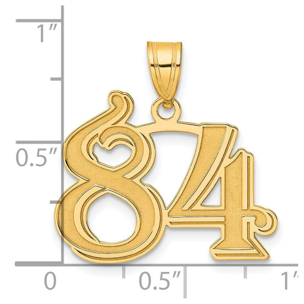 14k Yellow Gold Polished Etched Number 84 Pendant