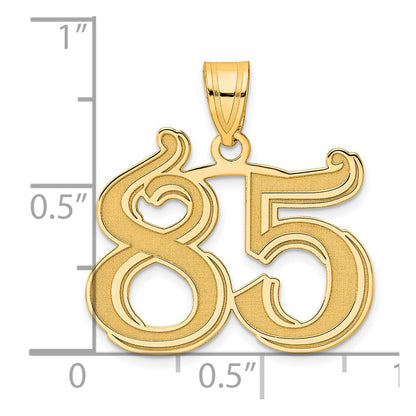 14k Yellow Gold Polished Etched Number 85 Pendant