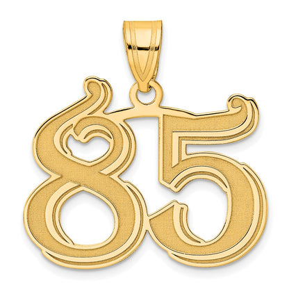 14k Yellow Gold Polished Etched Number 85 Pendant