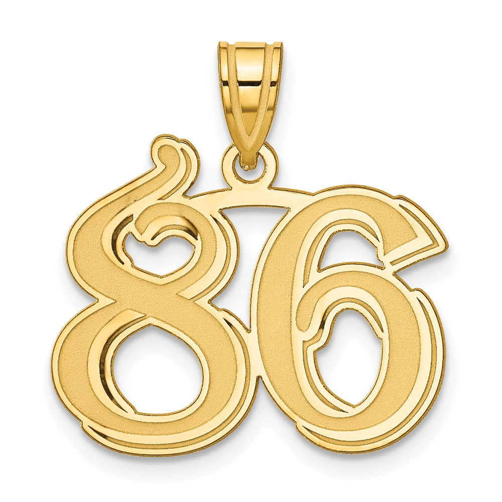 14k Yellow Gold Polished Etched Number 86 Pendant