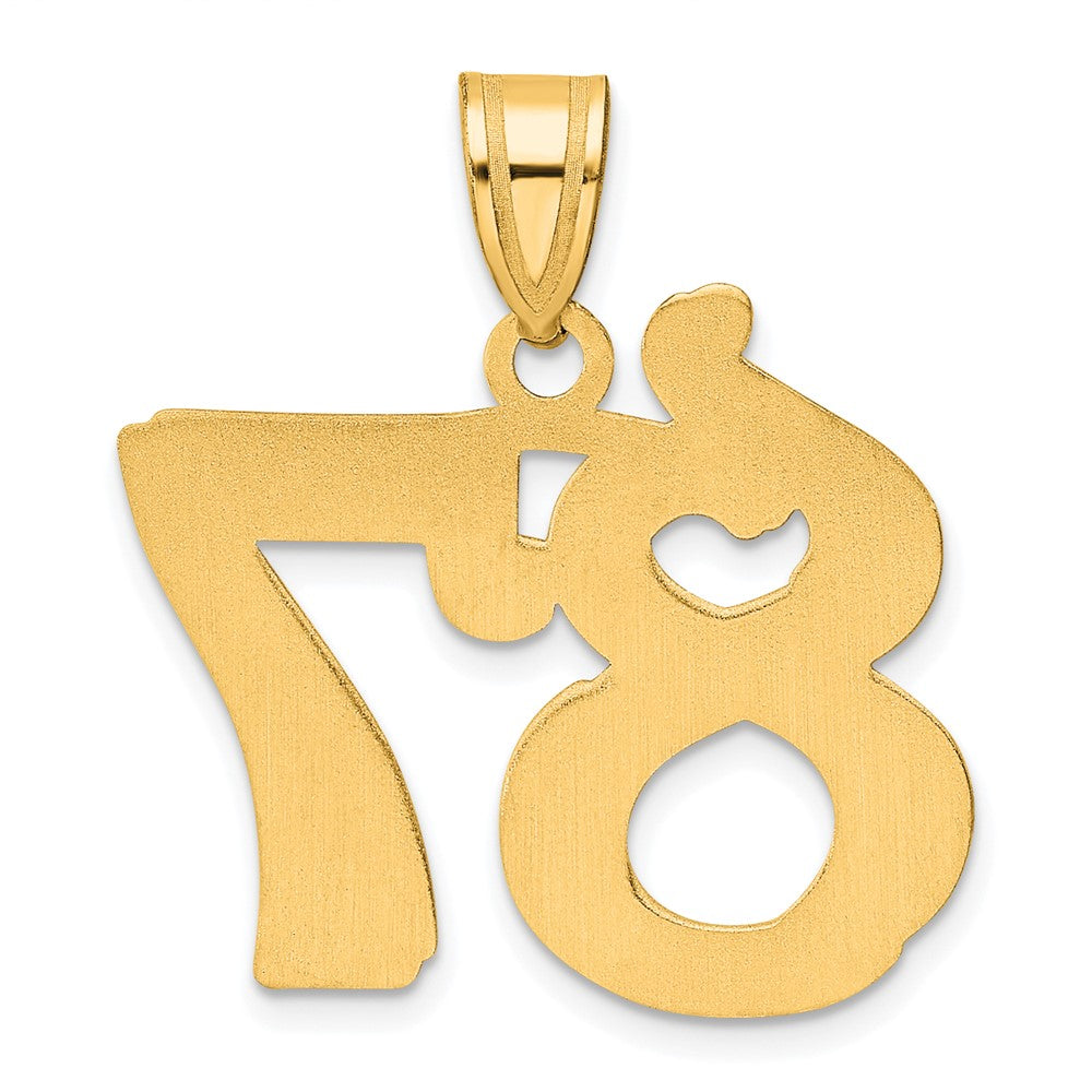14k Yellow Gold Polished Etched Number 87 Pendant