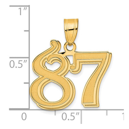 14k Yellow Gold Polished Etched Number 87 Pendant