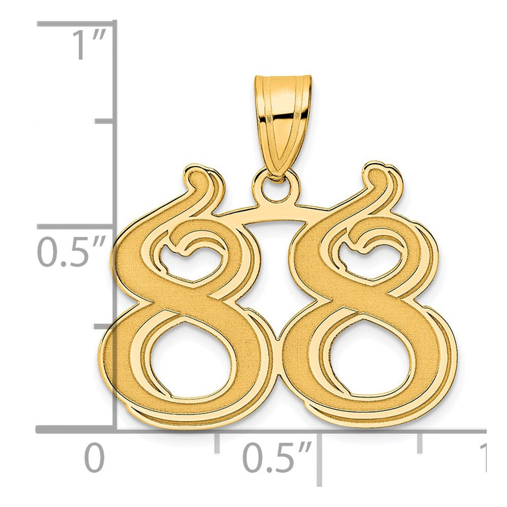 14k Yellow Gold Polished Etched Number 88 Pendant
