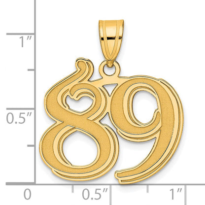 14k Yellow Gold Polished Etched Number 89 Pendant