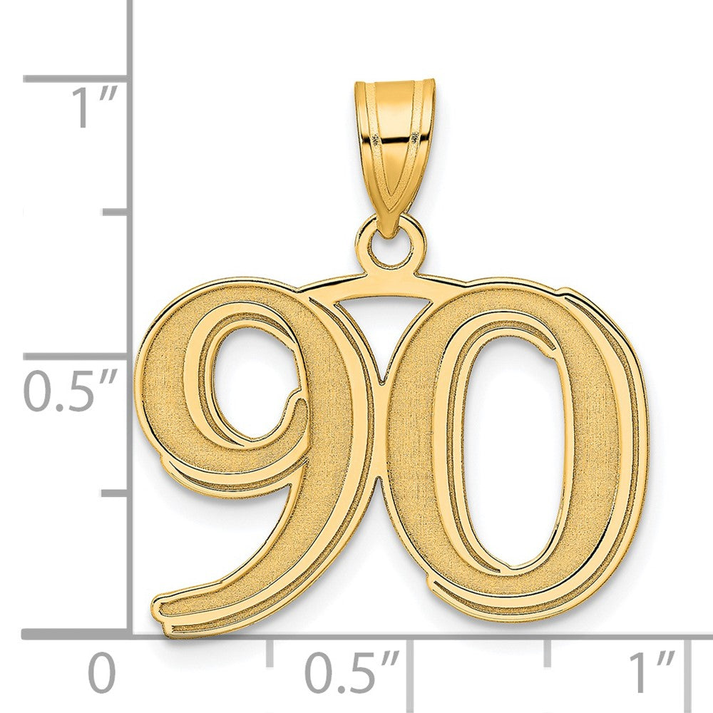14k Yellow Gold Polished Etched Number 90 Pendant