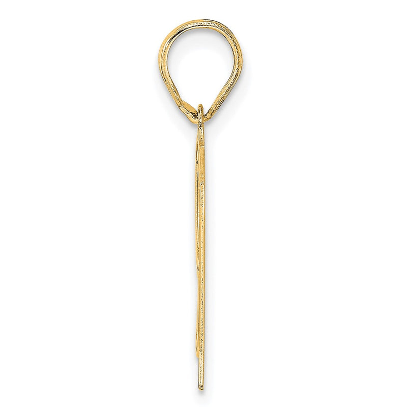 14k Yellow Gold Polished Etched Number 91 Pendant
