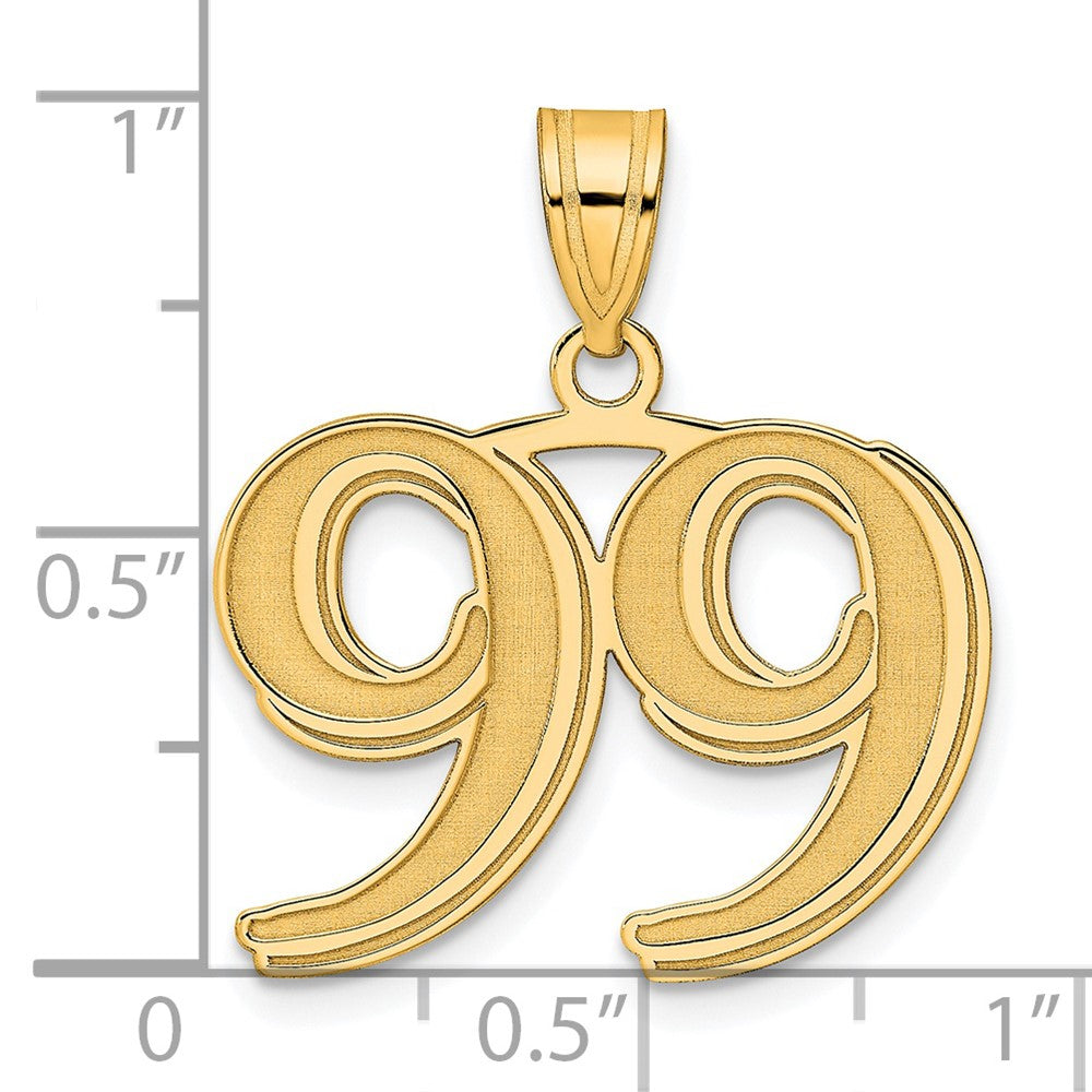 14k Yellow Gold Polished Etched Number 99 Pendant
