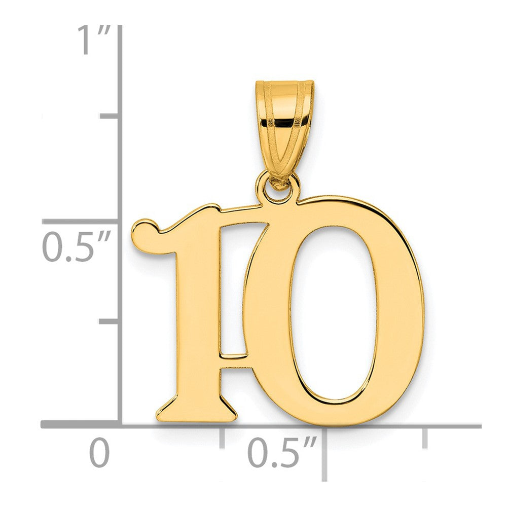 14k Yellow Gold Polished Number 10 Pendant
