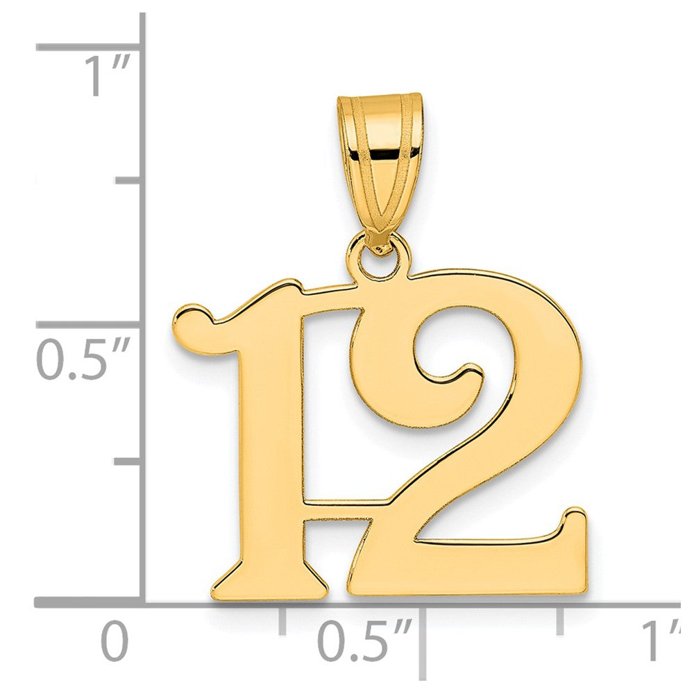 14k Yellow Gold Polished Number 12 Pendant