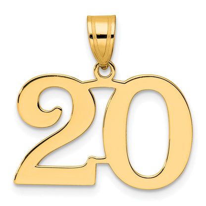 14k Yellow Gold Polished Number 20 Pendant