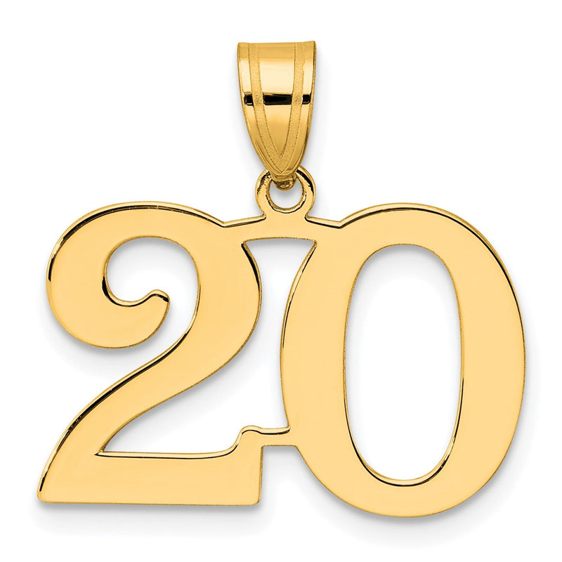 14k Yellow Gold Polished Number 20 Pendant