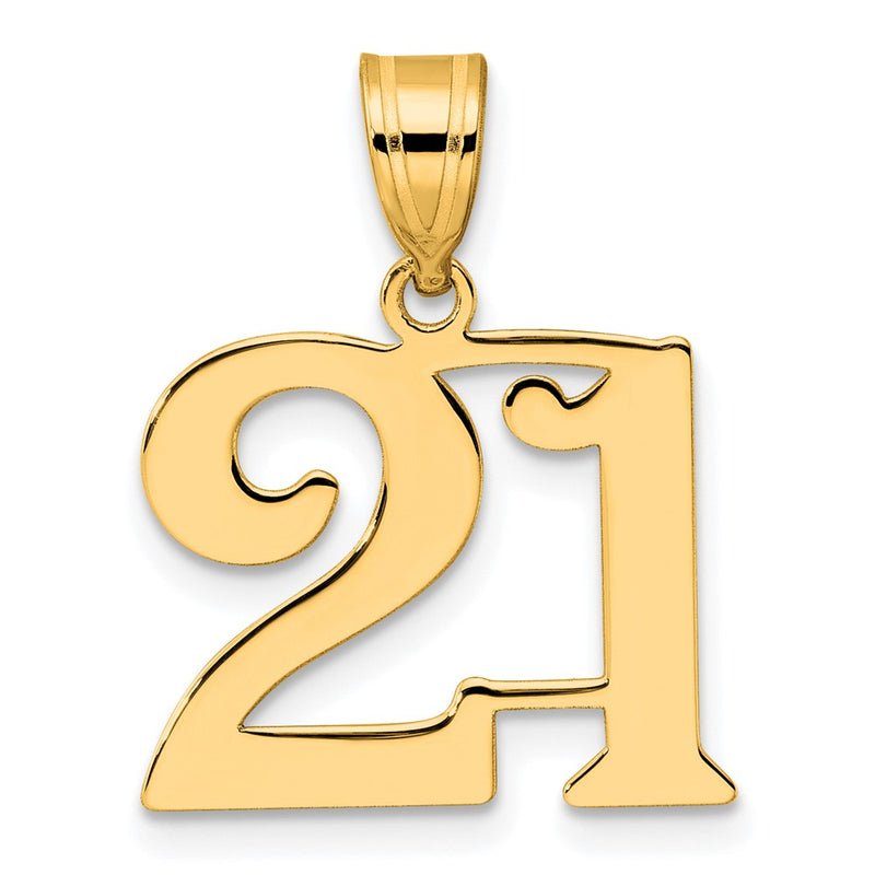 14k Yellow Gold Polished Number 21 Pendant