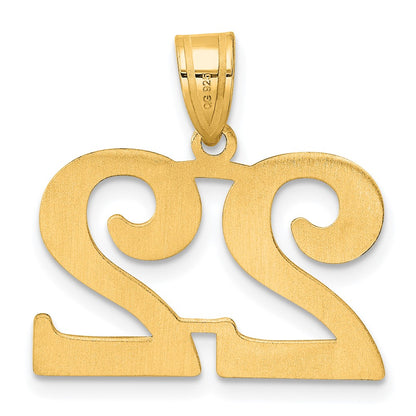 14k Yellow Gold Polished Number 22 Pendant