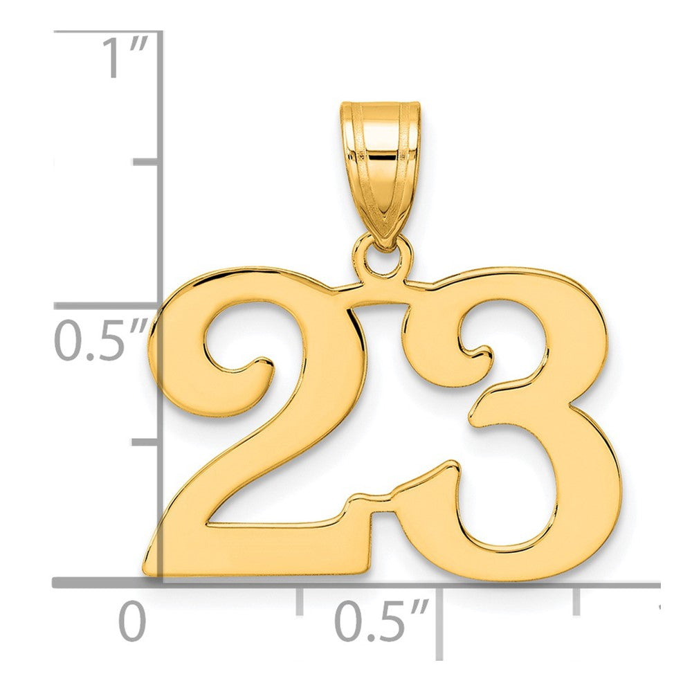 14k Yellow Gold Polished Number 23 Pendant