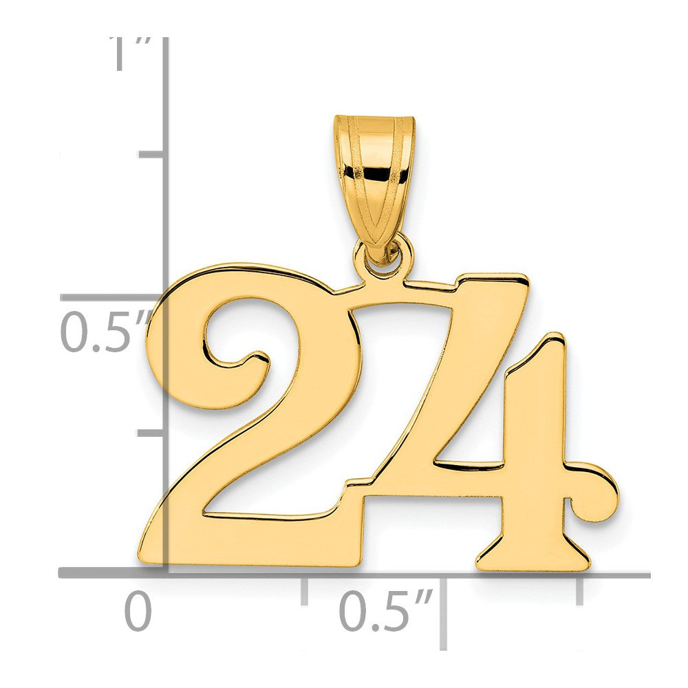 14k Yellow Gold Polished Number 24 Pendant