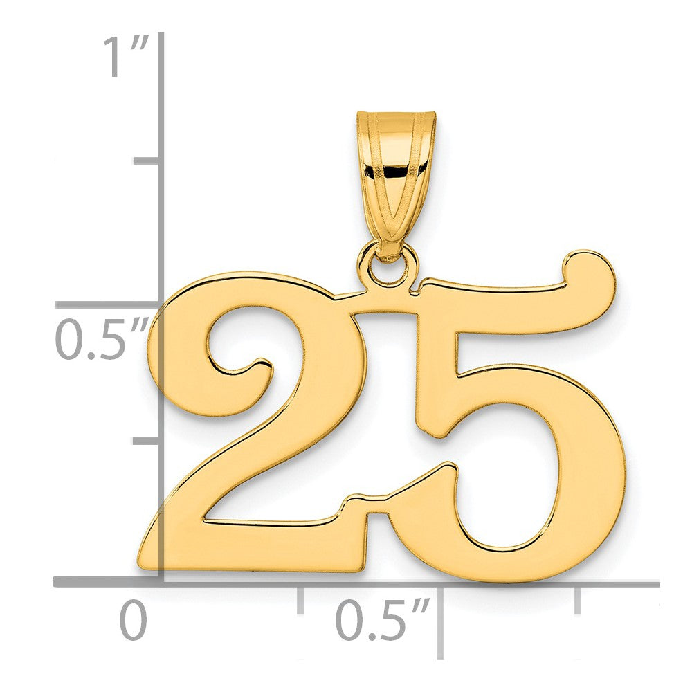 14k Yellow Gold Polished Number 25 Pendant