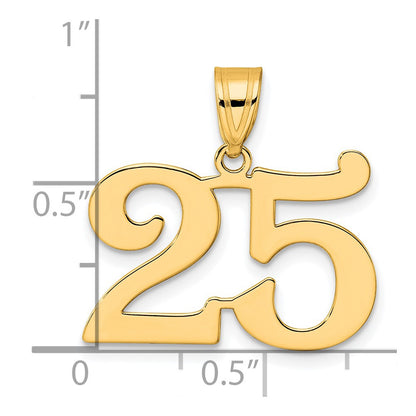 14k Yellow Gold Polished Number 25 Pendant