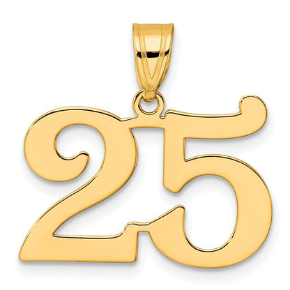 14k Yellow Gold Polished Number 25 Pendant